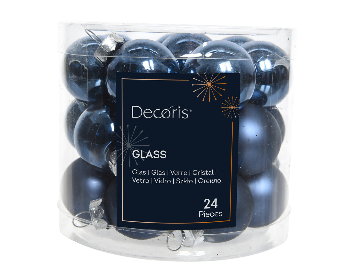 Kaemingk Night Blue Bauble Glass Enamal Mix Dia 2.5cm