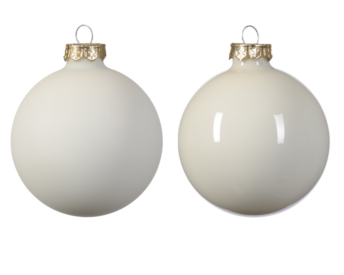 Kaemingk Wool White with Gold tops Baubles Glass Enamel Tube 16