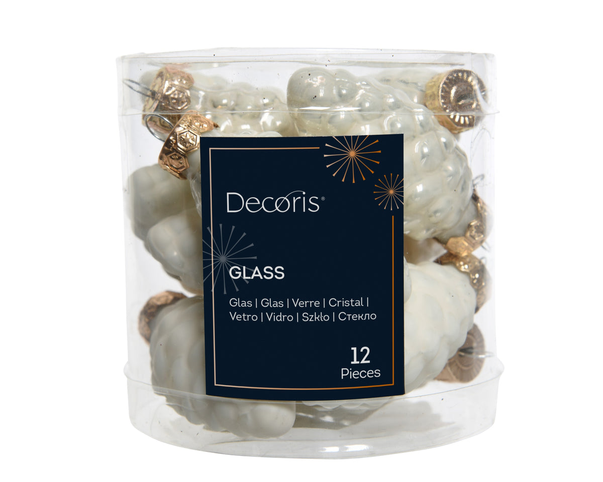 Kaemingk Wool White with gold tops Pine Cones
