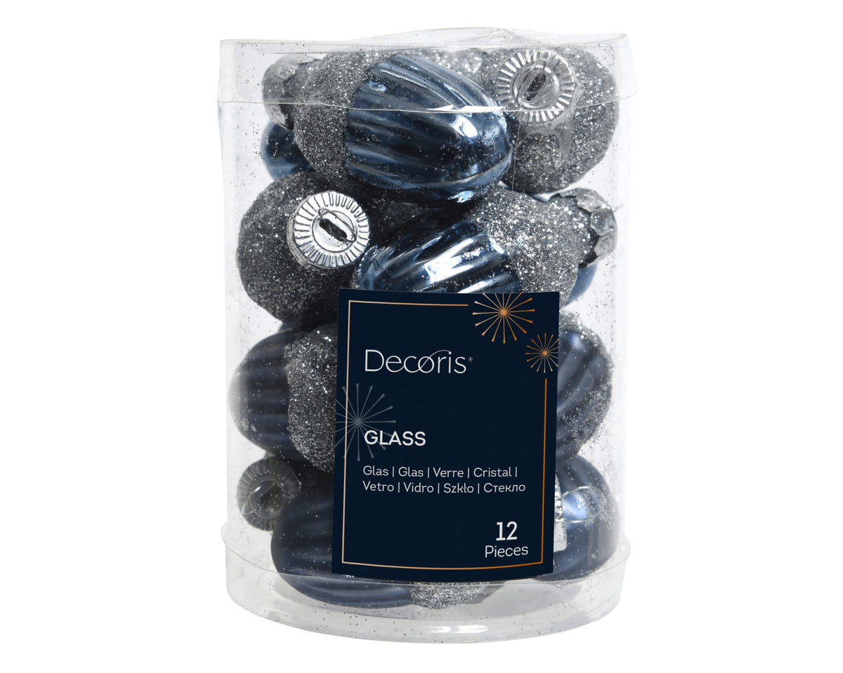 Kaemingk Night Blue Acorn Glass Tube of 12