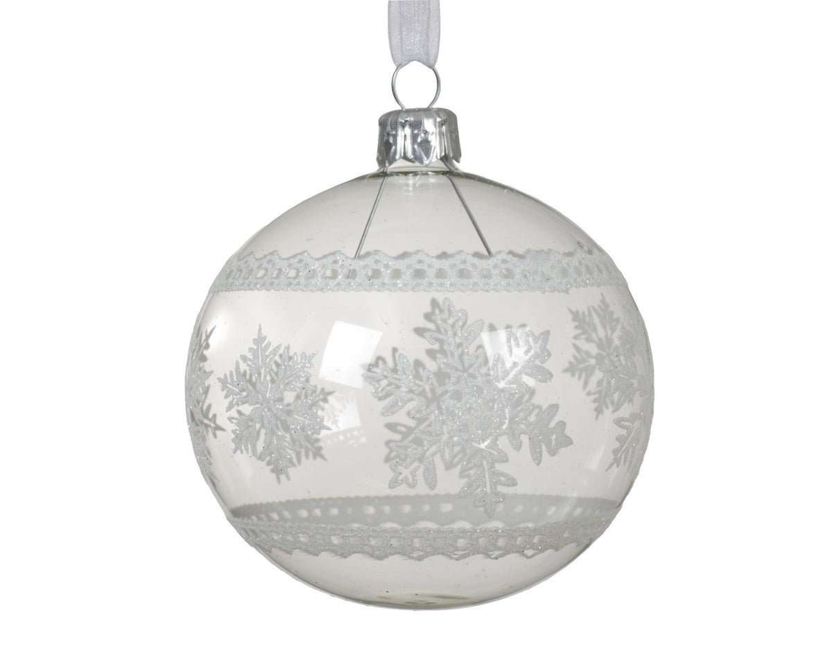 Kaemingk Baubles Glass Transparent with Snowflake Border