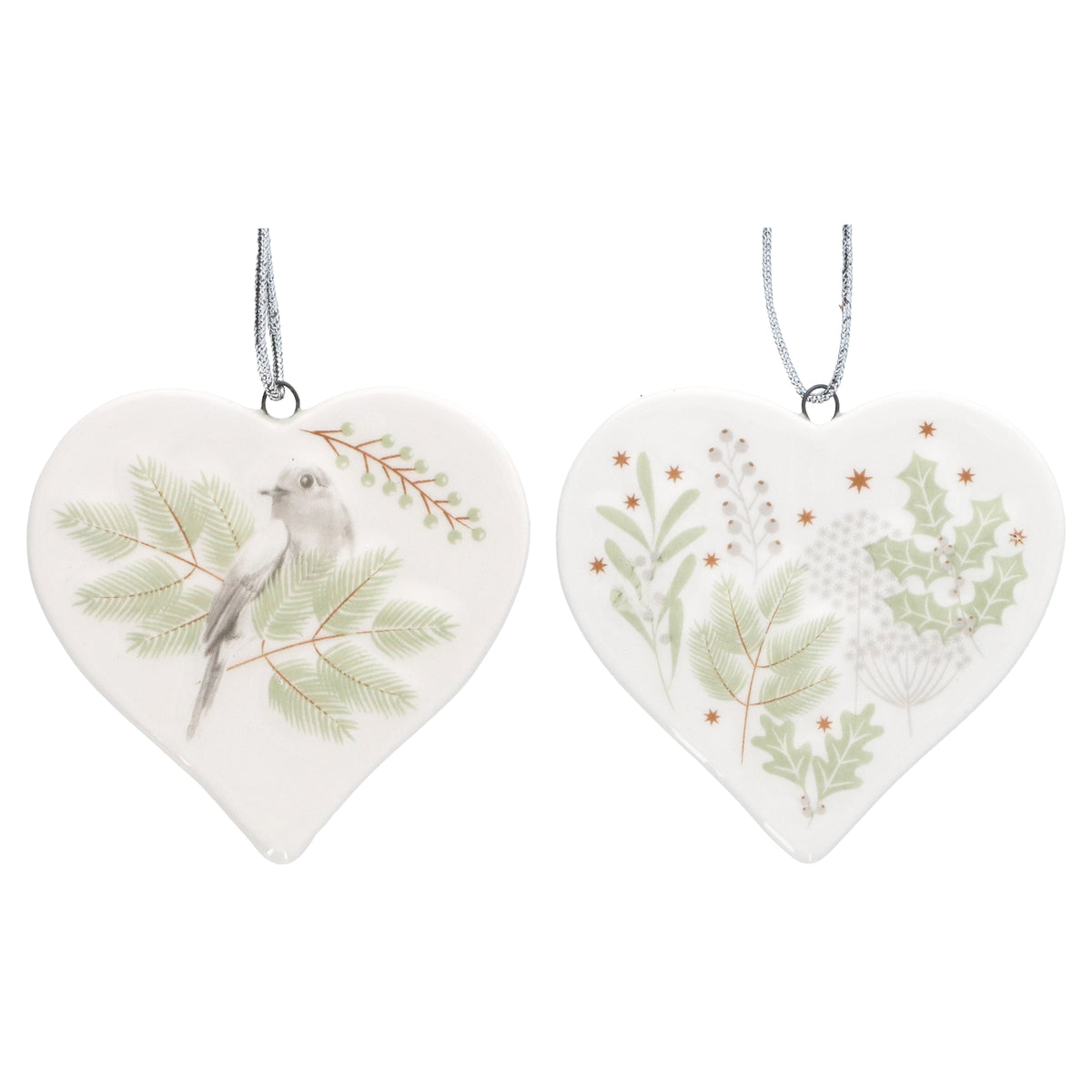 Gisela Graham - Ceramic Heart 6cm Winter Palace (Foliage)