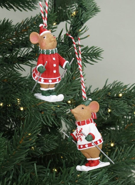 Gisela Graham - Resin Gingerbread Skiing - (Holly - Female Mouse)
