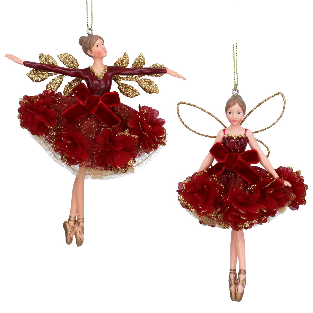 Gisela Graham - Resin Fairy - 15cm - Burgundy Floribunda - (arms outstretched)