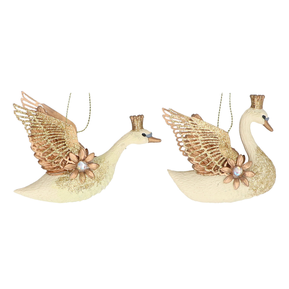 Gisela Graham Cream Swan Gold Wings