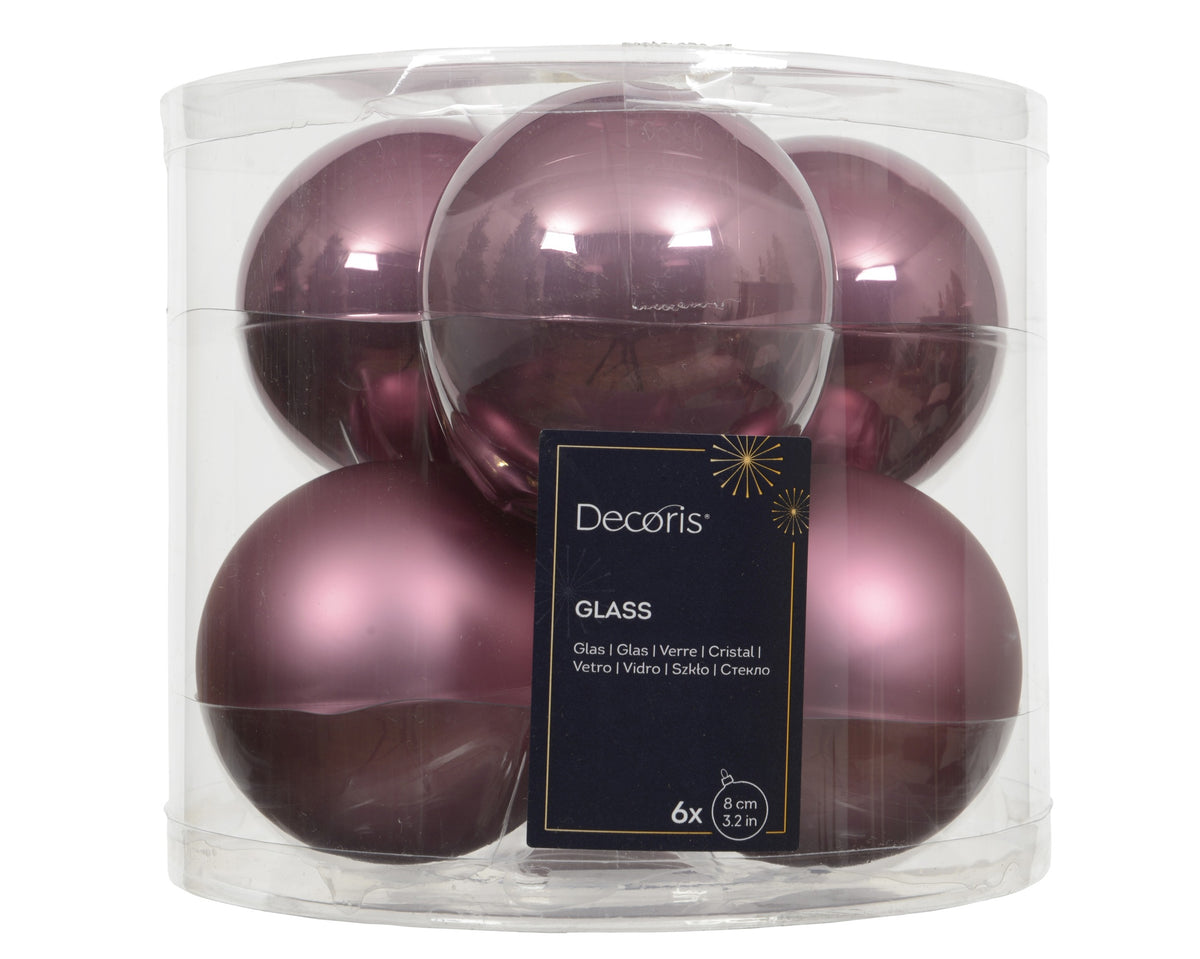 Kaemingk Vintage Pink Bauble Glass Enamel 8cm Tube