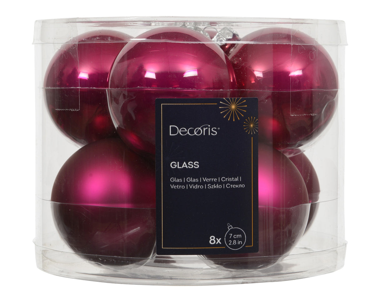 Kaemingk Festive Pink Bauble Glass Enamel 7cm Tube