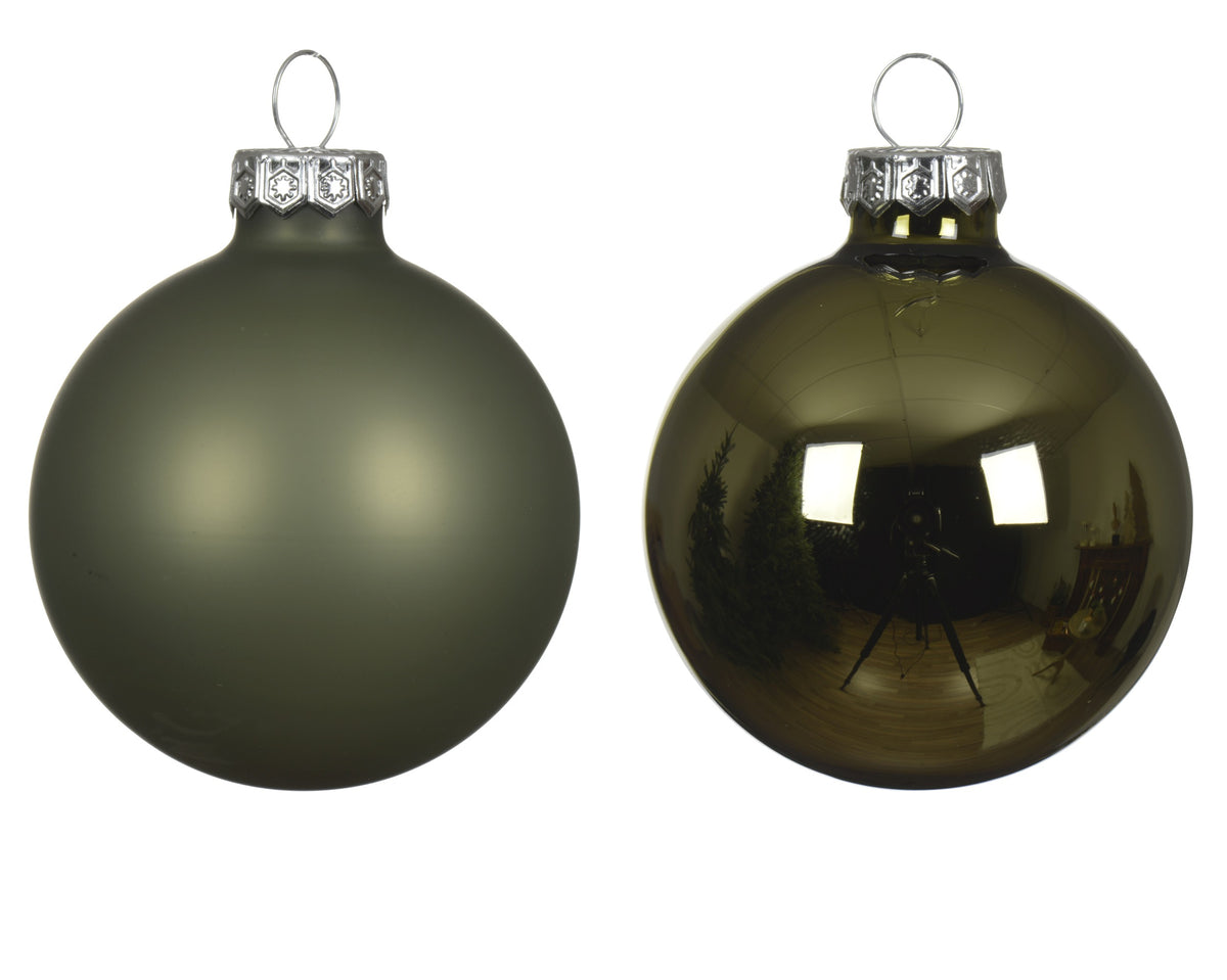 Kaemingk Rosemary Green Bauble Glass Enamel 8cm Tube of 6