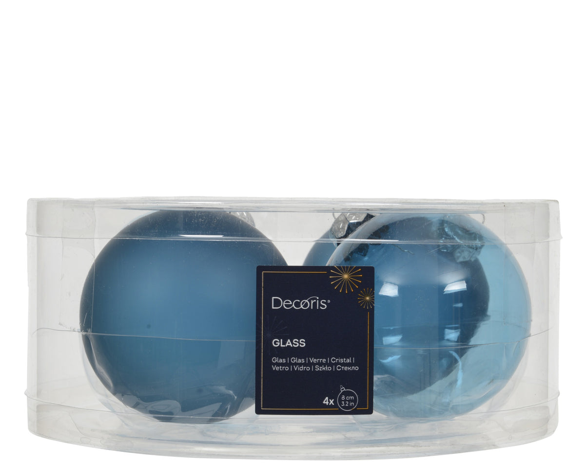 Kaemingk Folk Blue Bauble Glass Unsilvered 8cm Tube 4