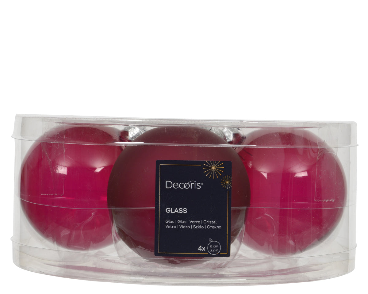 Kaemingk Festive Pink Bauble Glass Unsilvered 8cm Tube 4
