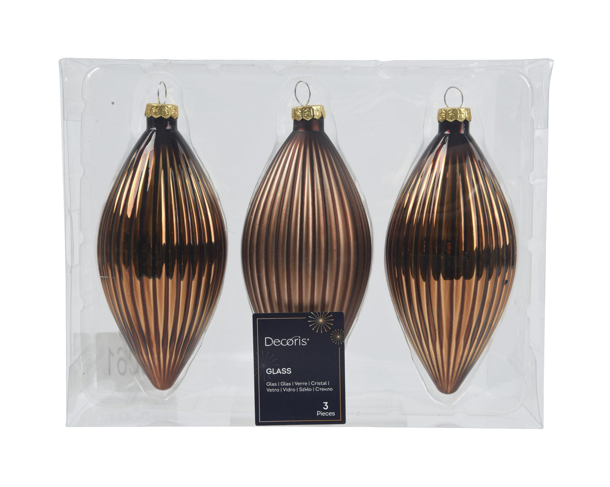 Kaemingk Espresso Olive Shape Glass 13cm Tube of 3