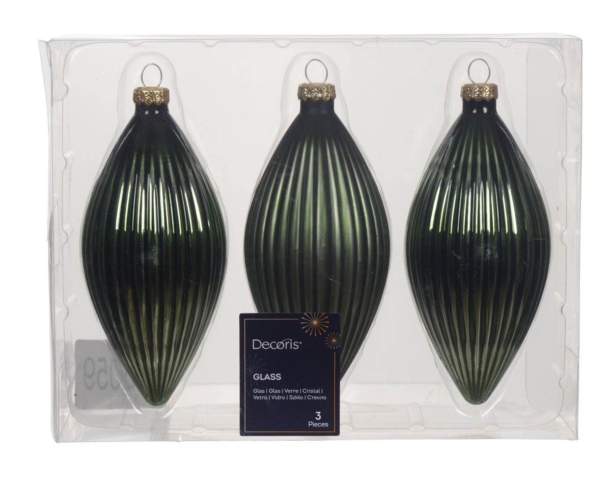 Kaemingk Rosemary Green Olive glass matt mix Pack of 3
