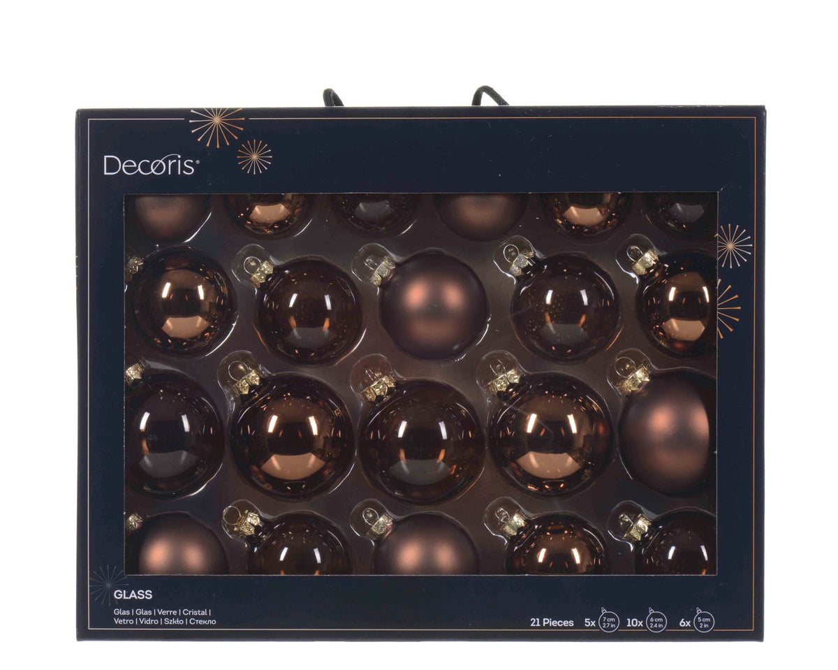 Kaemingk Espresso Bauble Glass 7cm Box of 21