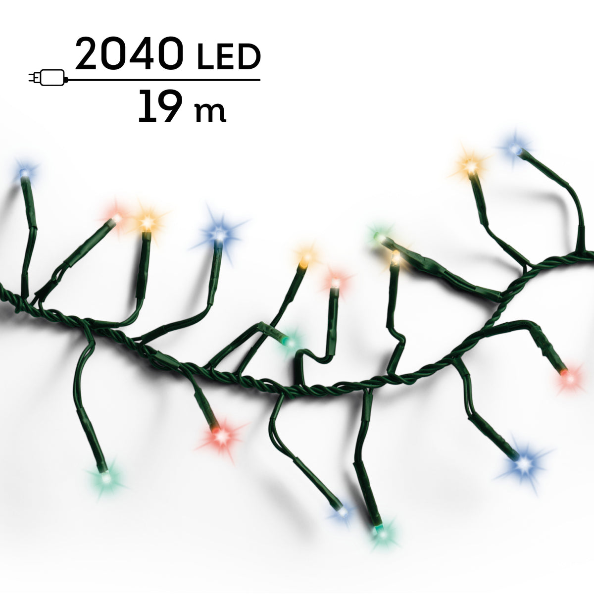 Kaemingk LED Multicoloured Cluster Lights 8 Function Twinkle Effect Outdoor - 19M
