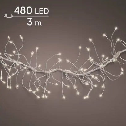 Kaemingk Micron LED Compact Lights Gb8 L600cm - Silver/multi Function Twinckle Effect Outdoor