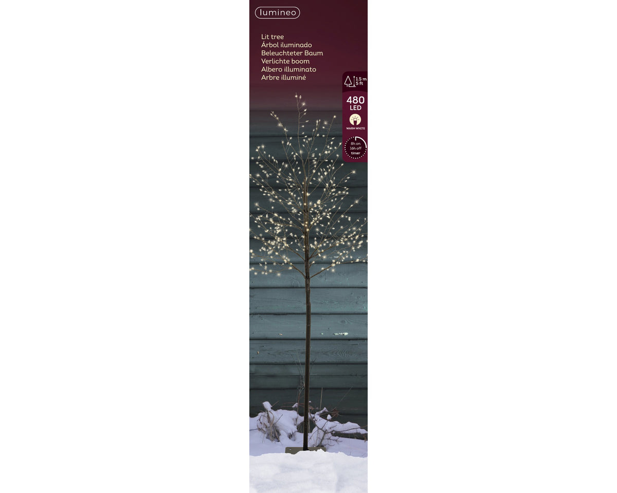 Kaemingk Micro LED Tree Outdoor Black/Warm Dia 30-H 150Cm