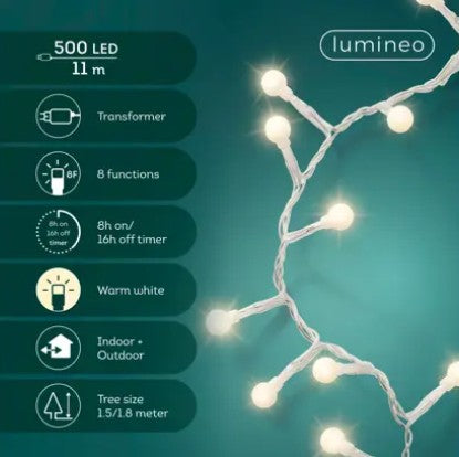 Kaemingk LED cherry lights gb 8 function twinkle effect outdoor 1100cm