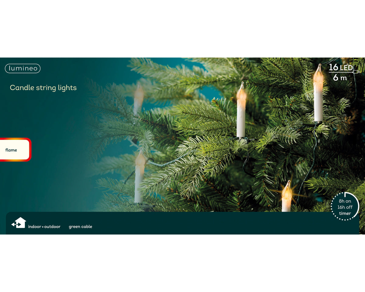Kaemingk LED Candle String Lights Fire Flame Effect Outdoor