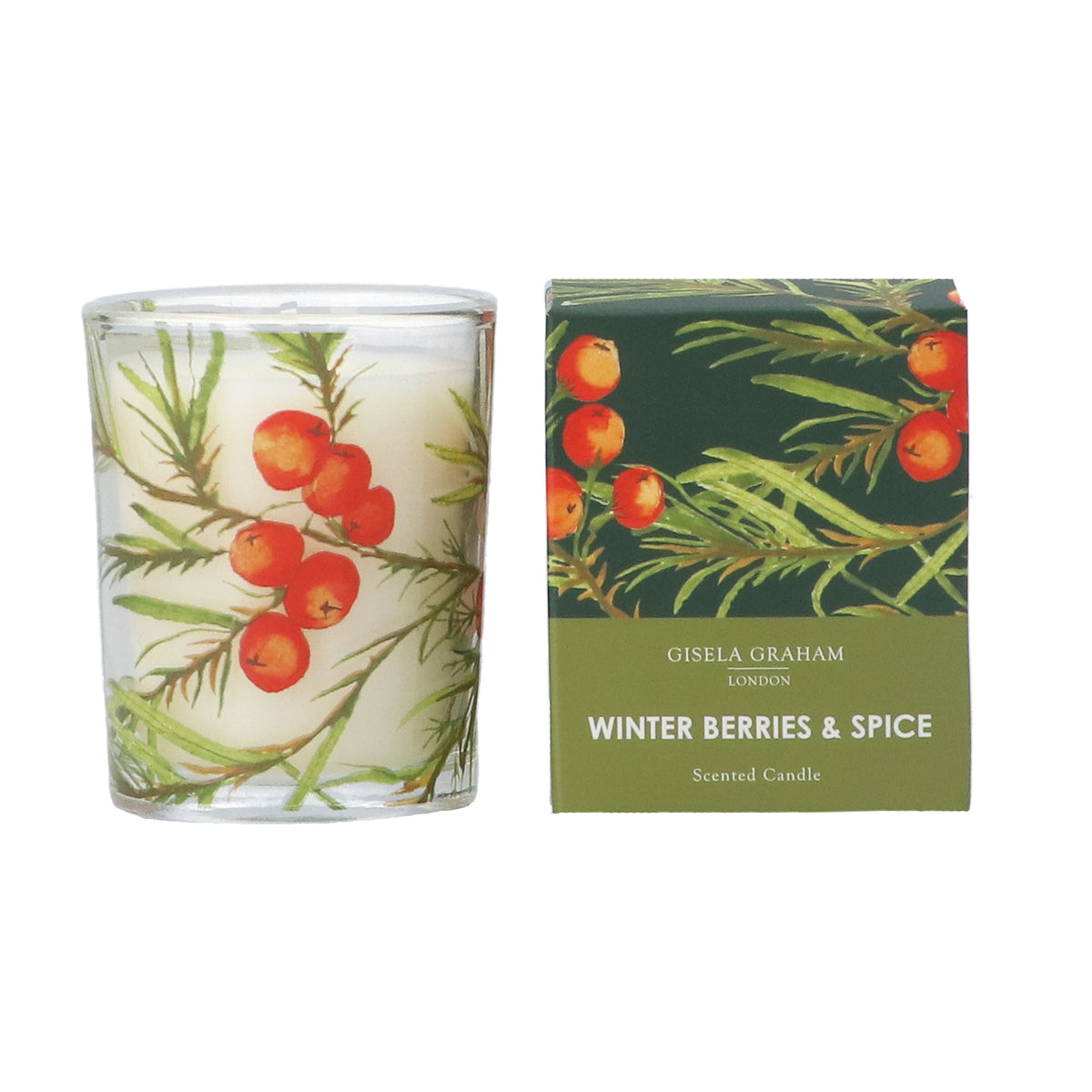 Gisela Graham - Boxed Scented Candle - Mini Botanical - Winter Berries & Spice
