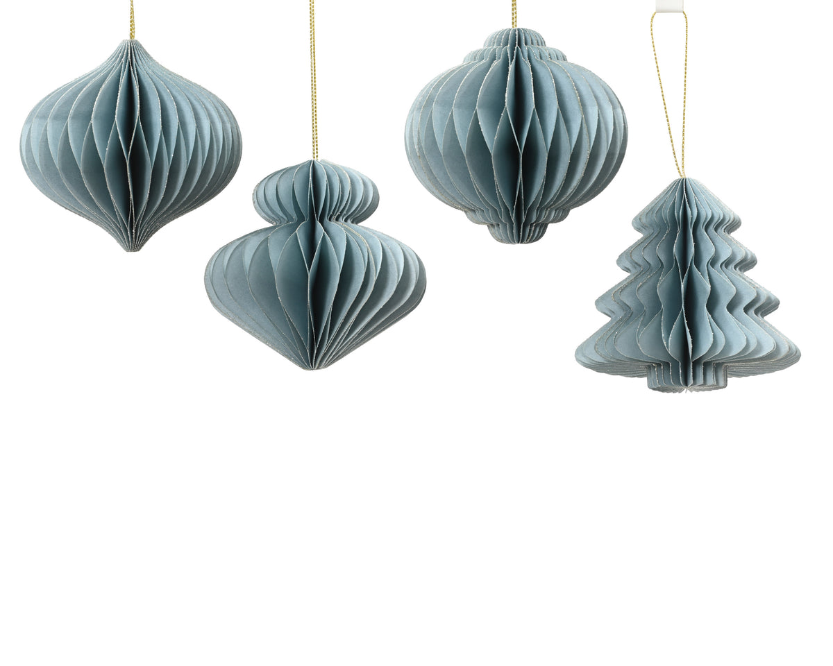 Kaemingk Paper decorations in Green and Gold Glitter (B)