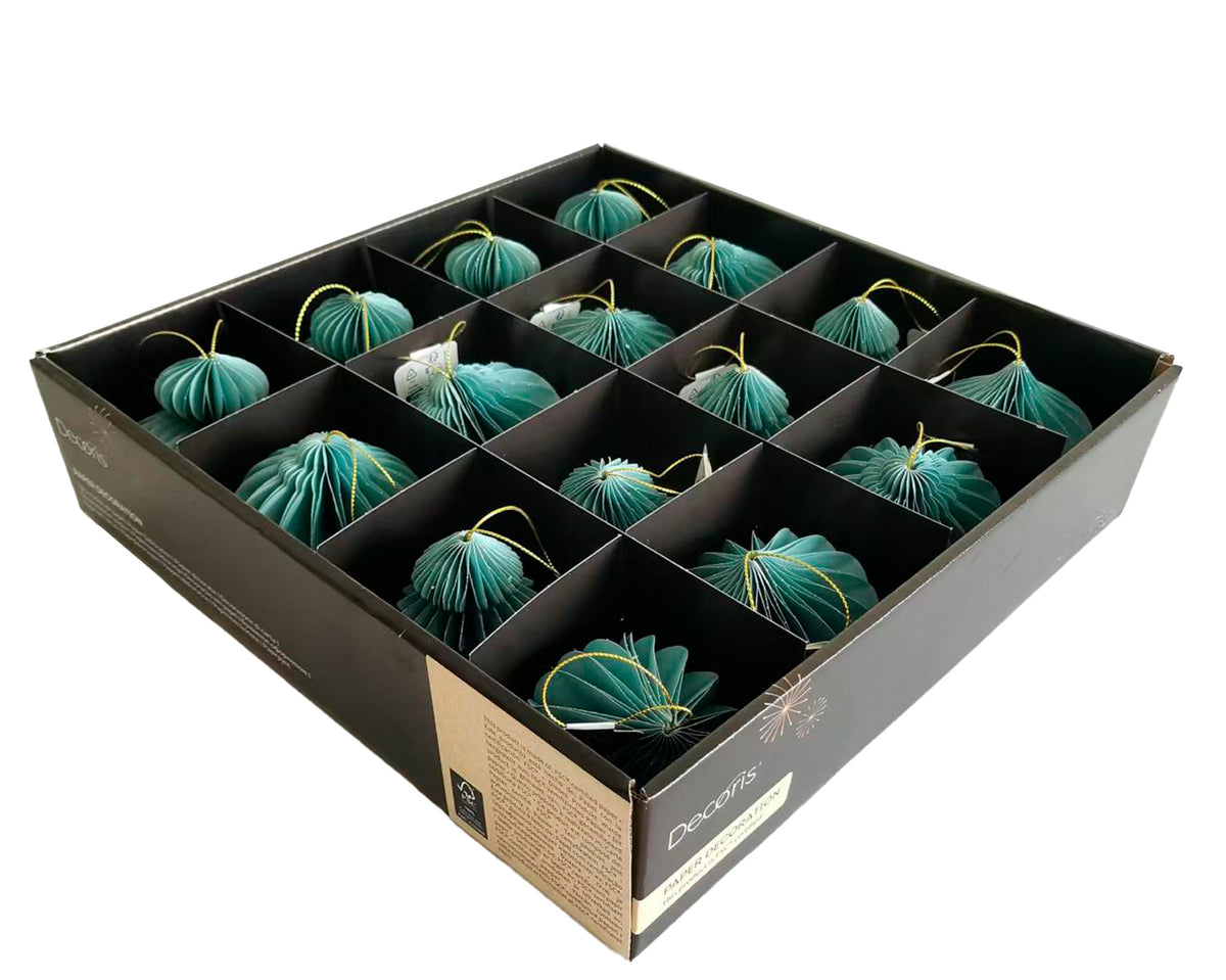 Kaemingk Paper decorations in Green and Gold Glitter (A)
