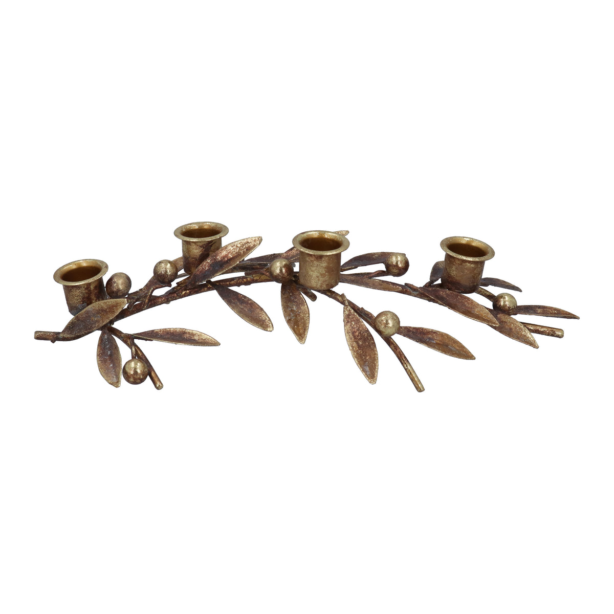 Gisela Graham - Antique Gold Sprig & Berries Candelabra