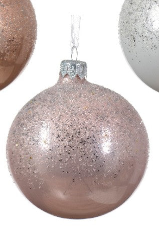 Kaemingk Bauble Glass Enamel Ballotine Top Dia8cm - Assorted 3Col