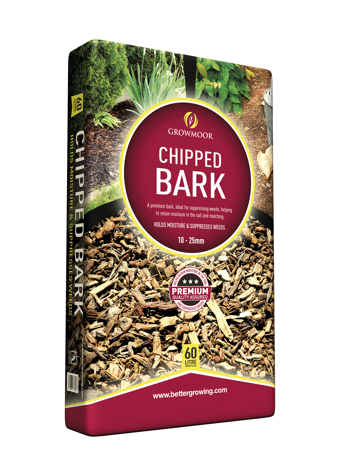 60L bag of fire-retardant chipped bark mulch for garden beds, pathways and landscaping