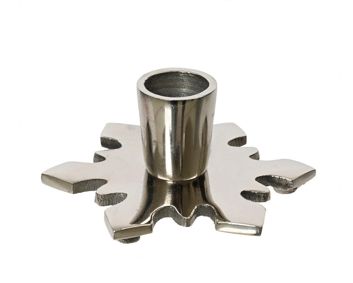Kaemingk Candle Holder Aluminium Snowflake Polished Silver