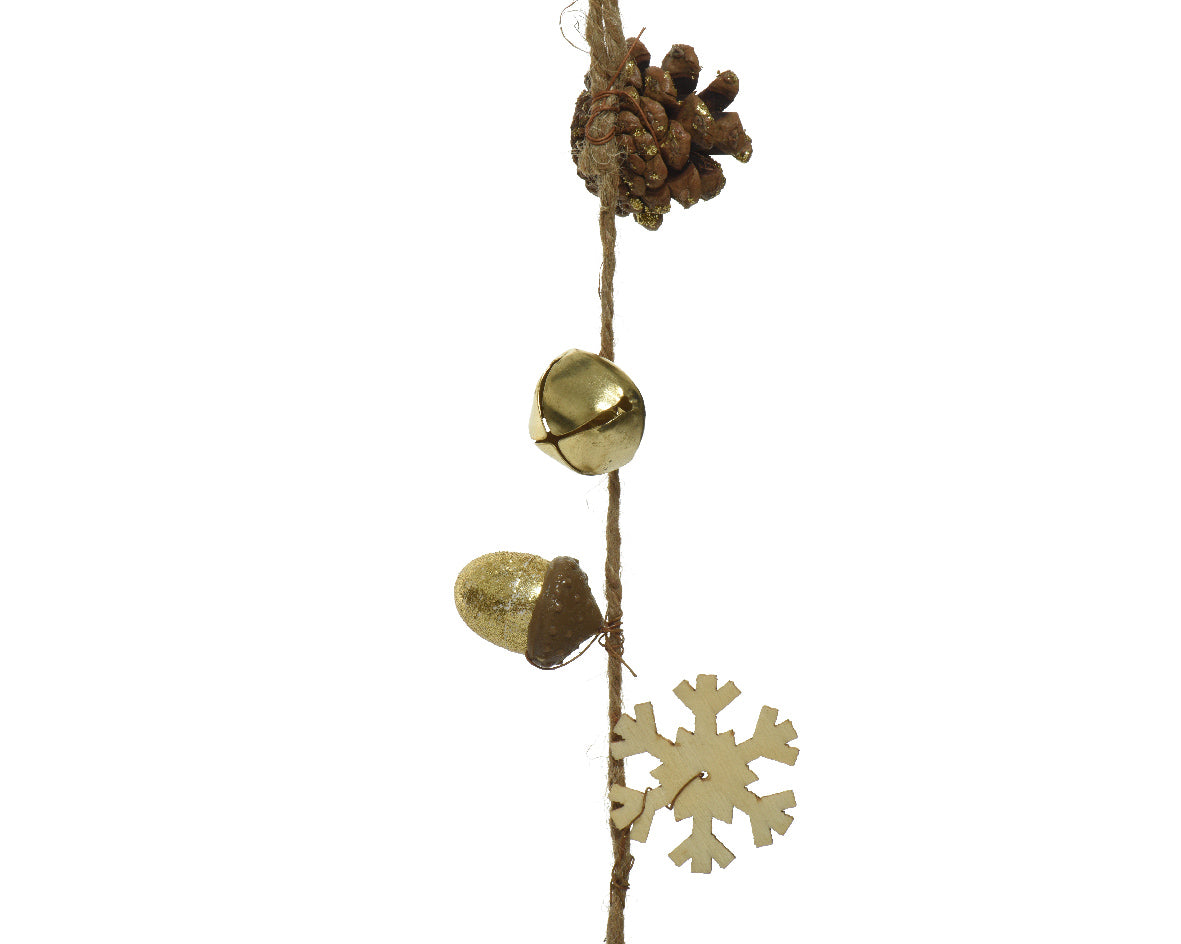 Kaemingk Garland Pinecone,Bells, Berries, Snowflakes, Glitter Red L4-W4-H105cm