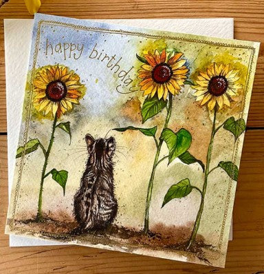 Cat & Sunflowers Card