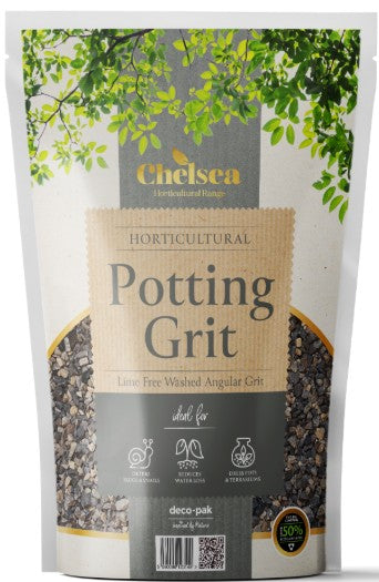 Deco-Pak Chelsea Horti Alpine Potting Grit Pouch, sealed branded bag of coarse grit at Pengelly Garden Centre Cornwall