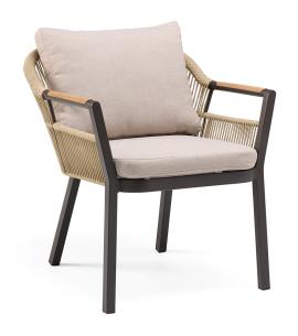 Alexander Rose Bali outdoor dining chair in grey woven rope with powder-coated aluminium frame