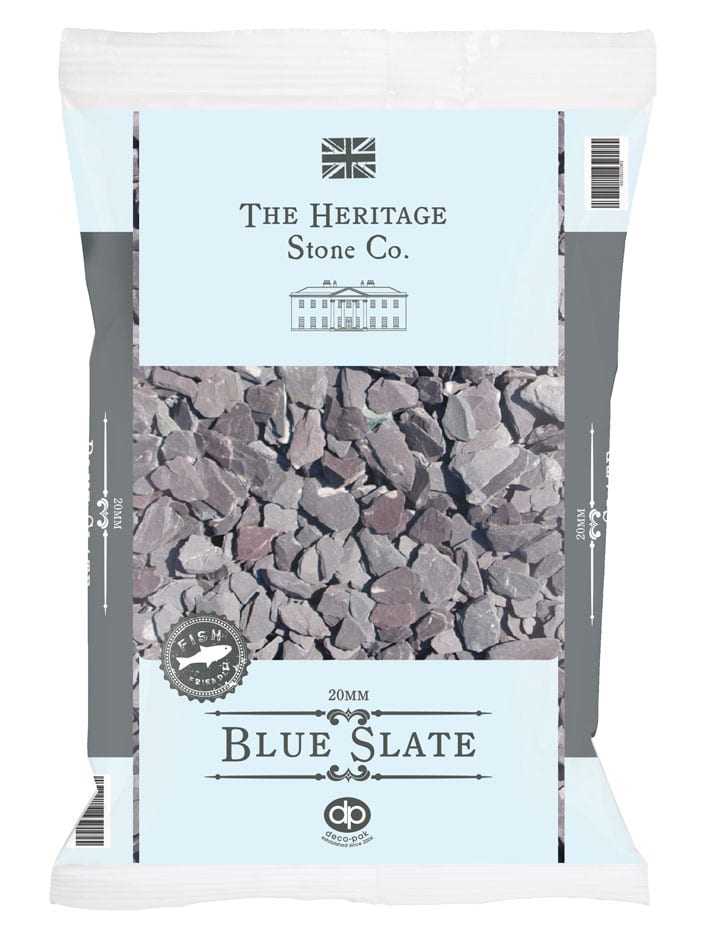 Blue slate 20mm decorative chippings for garden paths, driveways and borders, landscaping aggregate