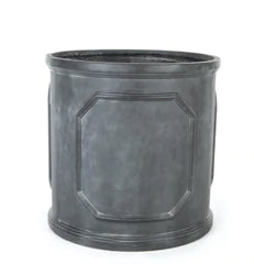 Chelsea Cylinder medium grey planter pot with smooth matt finish for patio, balcony or garden planting