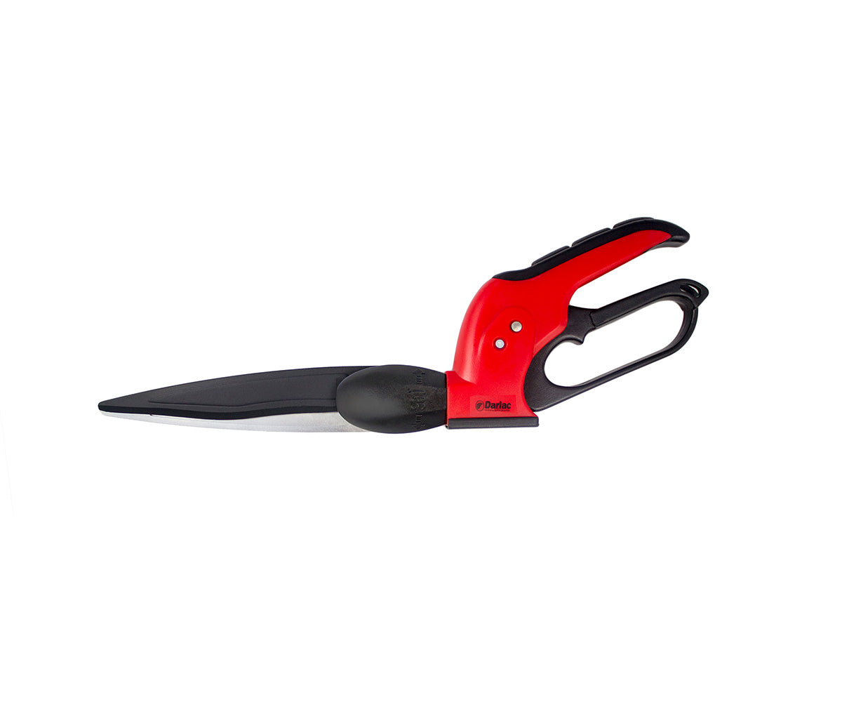 Swivel pruning shear with rotating head, stainless steel blades and ergonomic non-slip green handle for garden pruning