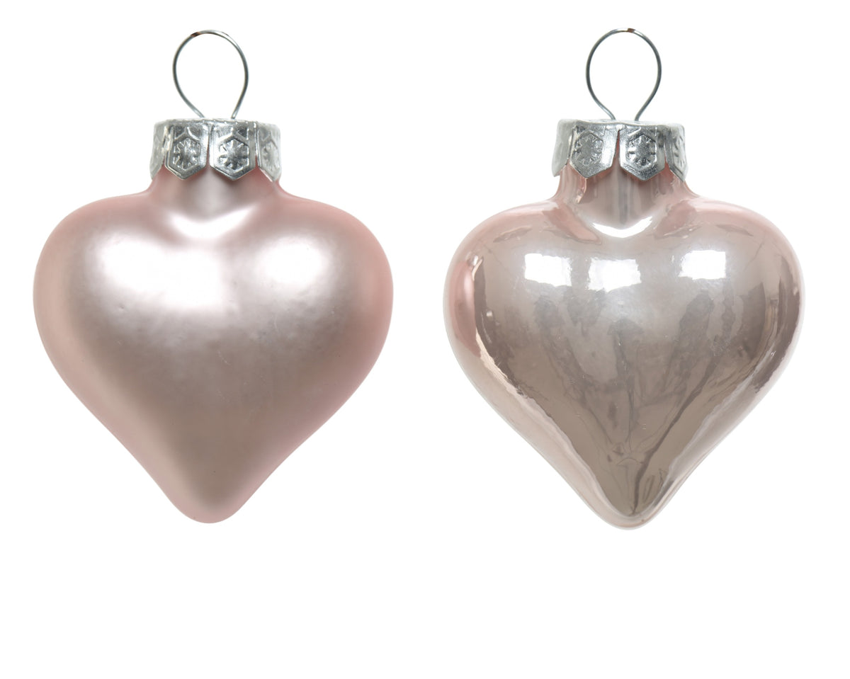 Kaemingk Blush Pink Heart Glass Enamel Tube of 12