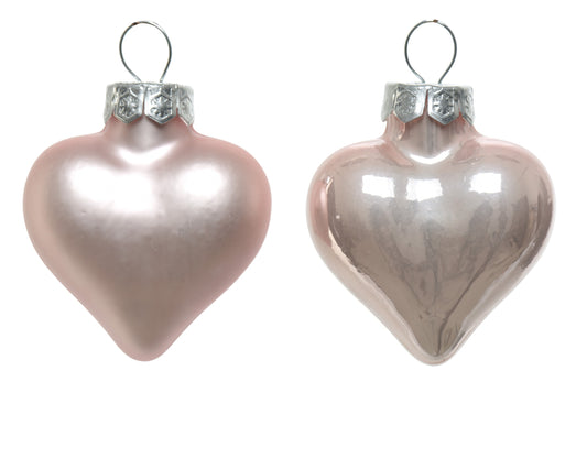 Kaemingk Blush Pink Heart Glass Enamel Tube of 12