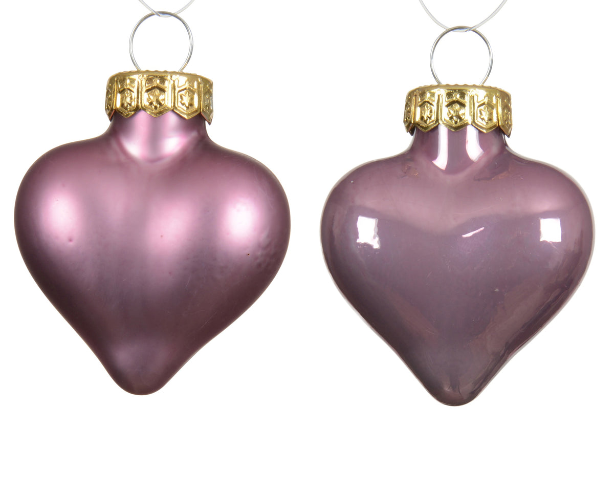 Kaemingk Vintage Pink Heart Glass Enamel Tube of 12