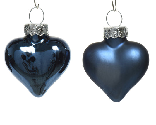 Kaemingk Night Blue Heart Glass Enamel Tube of 12