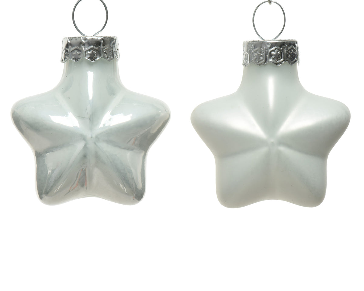 Kaemingk Winter White Star Glass Enamel Tube of 12
