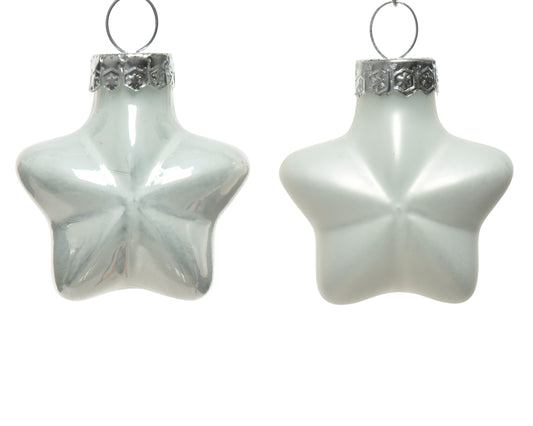Kaemingk Winter White Star Glass Enamel Tube of 12