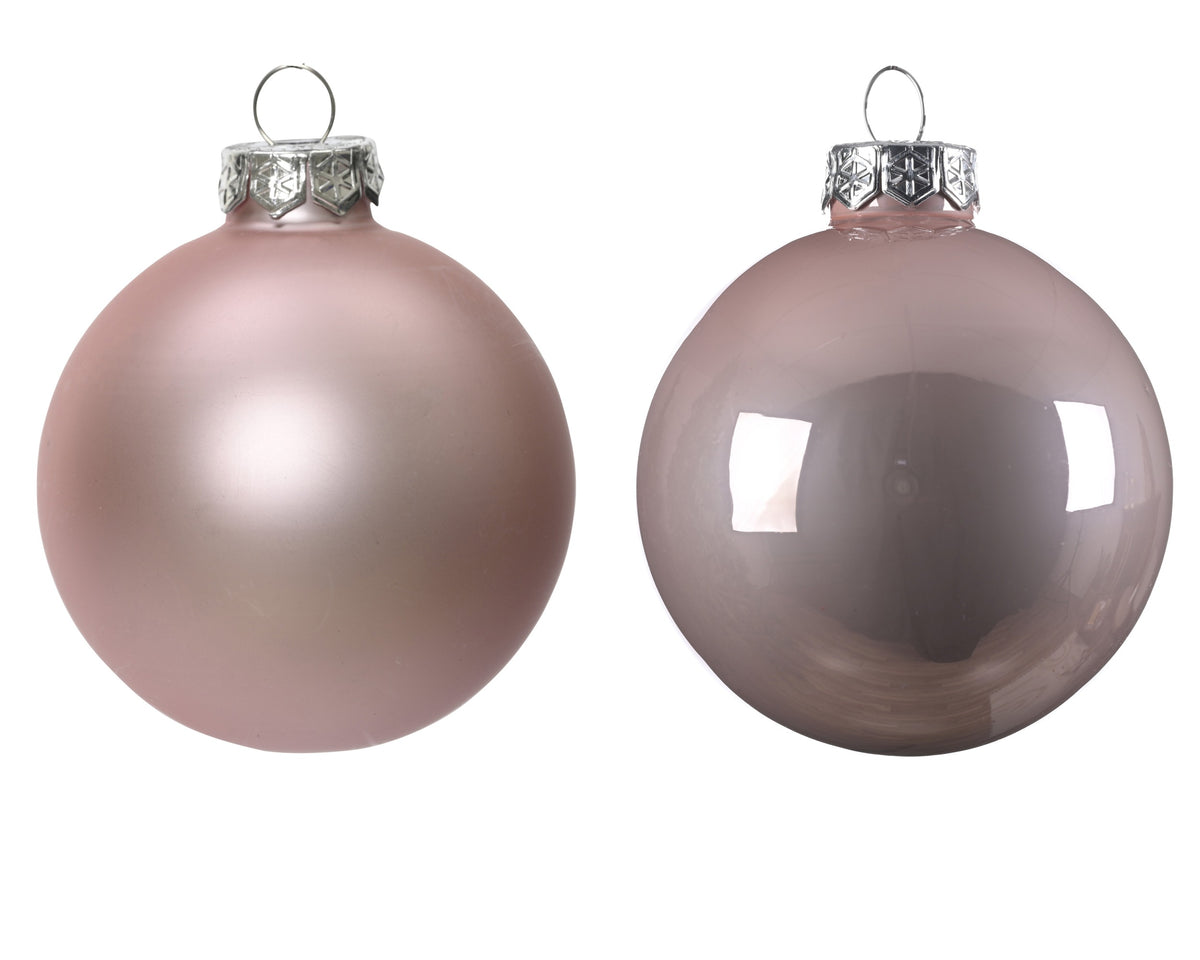 Kaemingk Blush Pink Baubles Glass Enamel Tube 24
