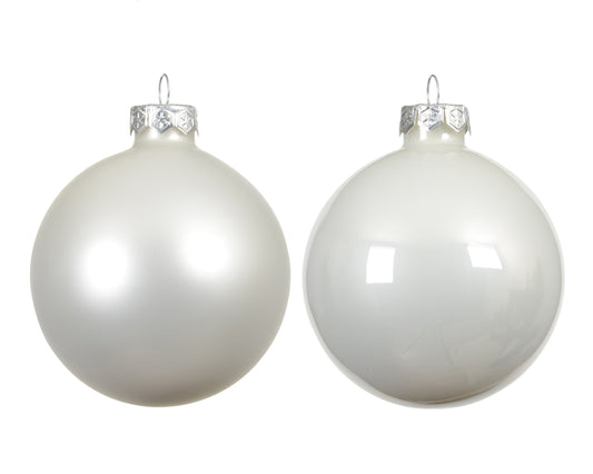 Kaemingk Winter White  Baubles Glass Enamel Tube 24