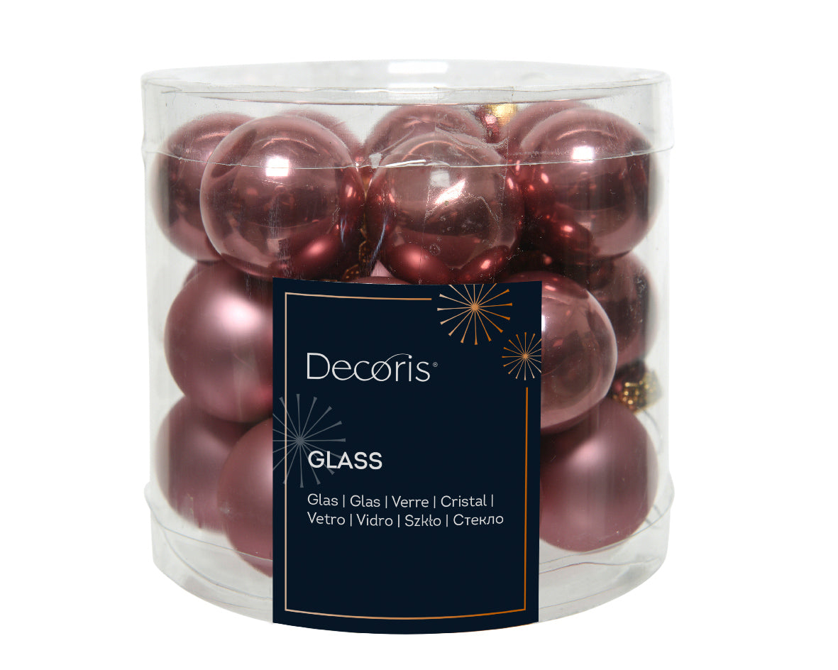Kaemingk Bauble Glass Enamal Mix Velvet Pink Dia 2.5cm