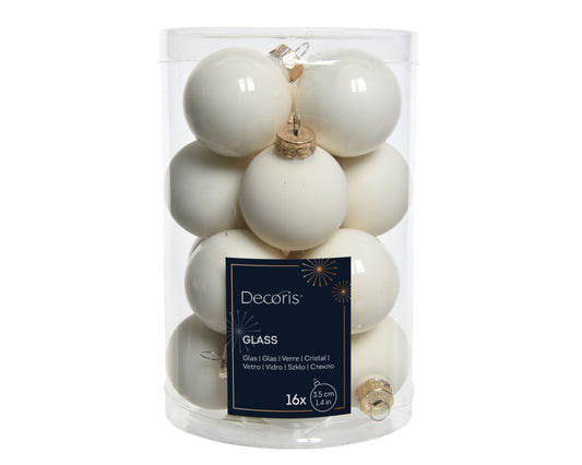 Kaemingk Wool White with Gold tops Baubles Glass Enamel Tube 16