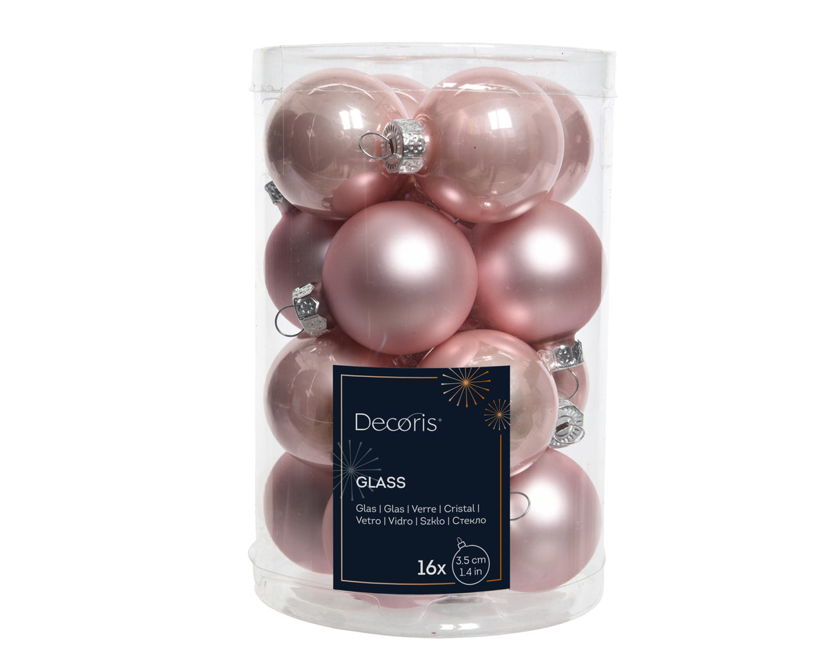 Kaemingk Blush Pink Baubles Glass Enamel Tube 16