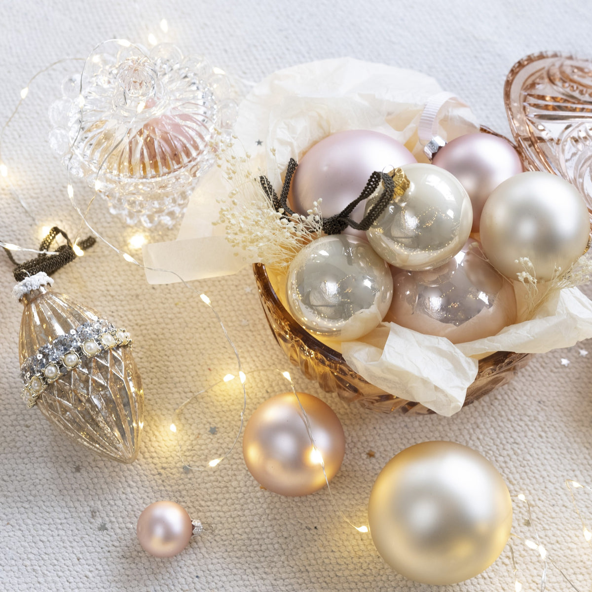 Kaemingk Blush Pink Baubles Glass Enamel Tube 16
