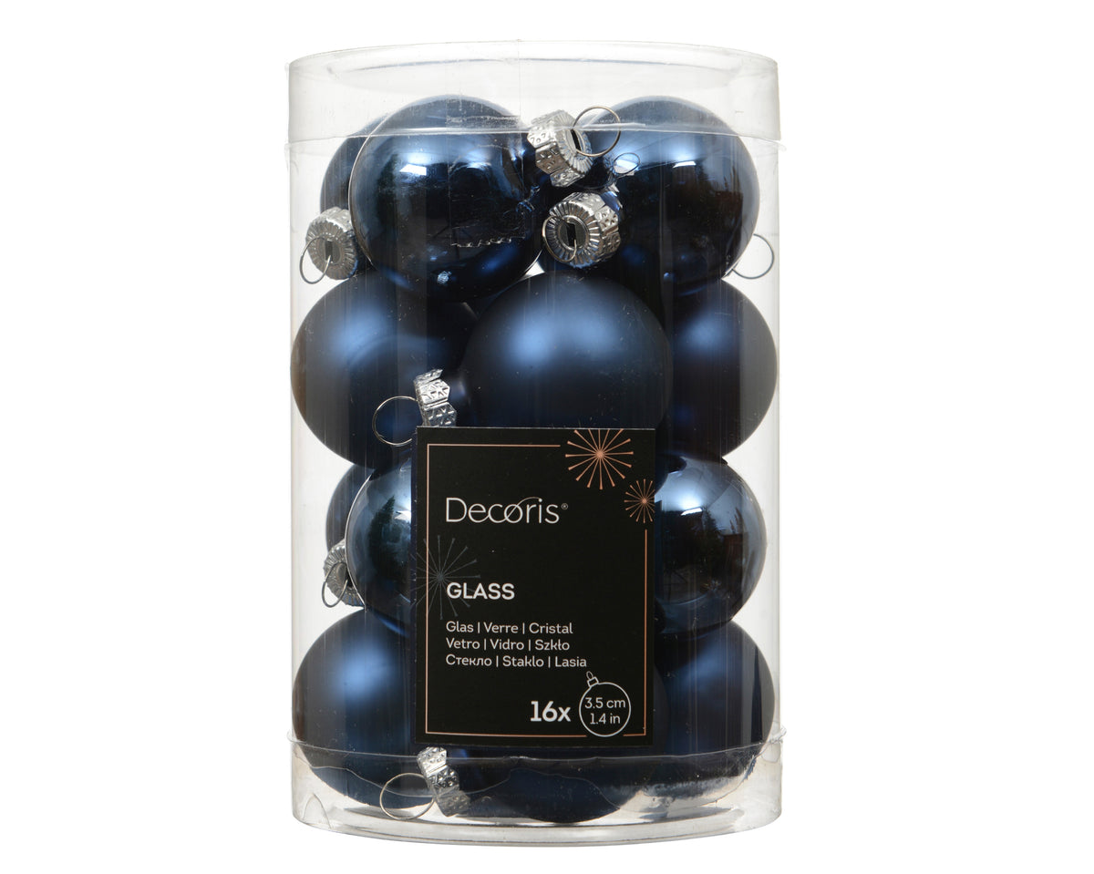Kaemingk Night Blue Baubles Glass Enamel Tube 16