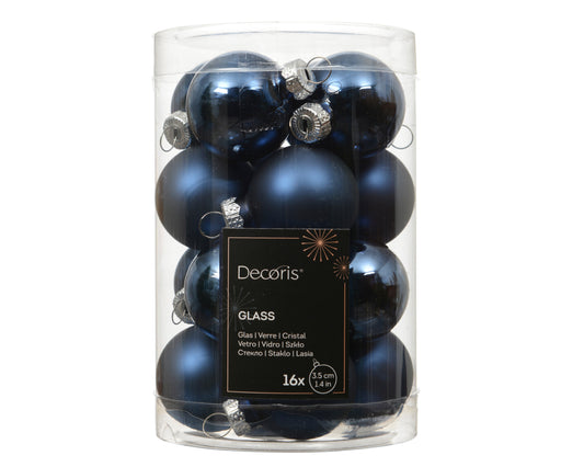 Kaemingk Night Blue Baubles Glass Enamel Tube 16